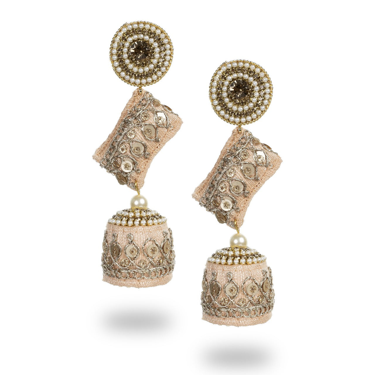 Zainab - Zardosi work Jumkha Earrings