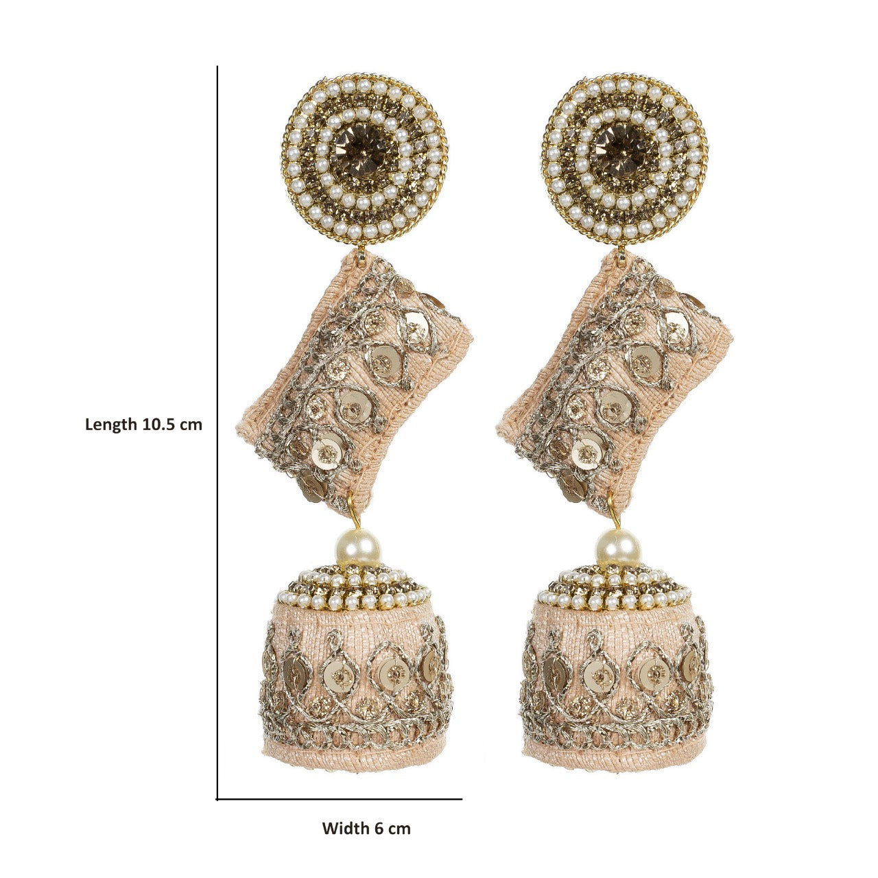 Zainab - Zardosi work Jumkha Earrings