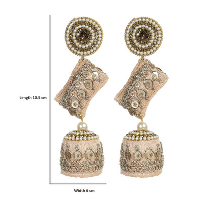 Zainab - Zardosi work Jumkha Earrings
