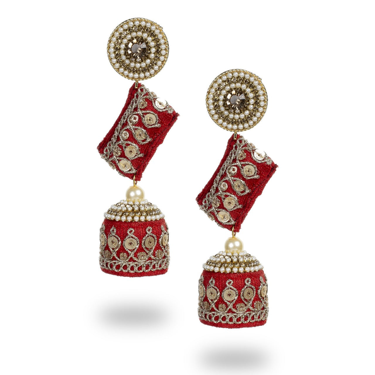 Zainab - Zardosi work Jumkha Earrings