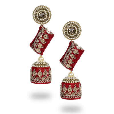 Zainab - Zardosi work Jumkha Earrings