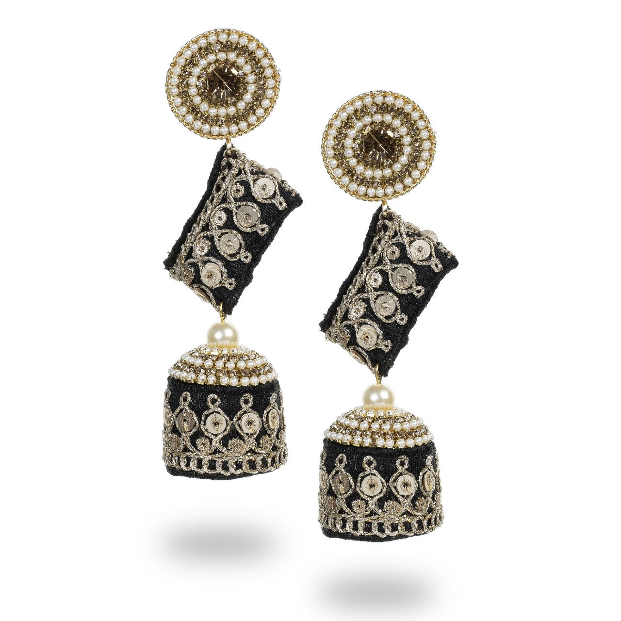 Zainab - Zardosi work Jumkha Earrings