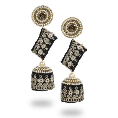 Zainab - Zardosi work Jumkha Earrings