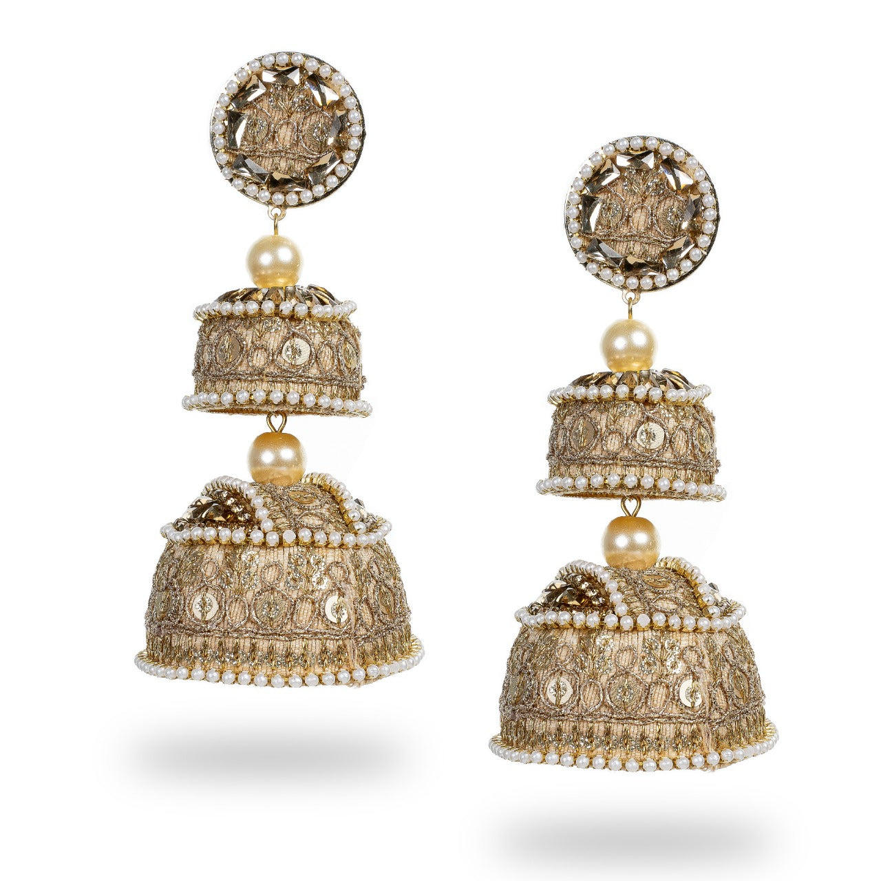 Mehar - Double Jumkha long earrings
