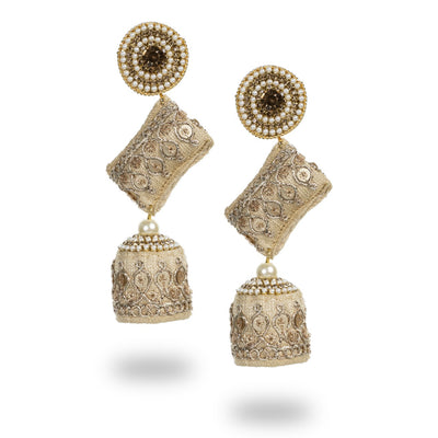 Zainab - Zardosi work Jumkha Earrings