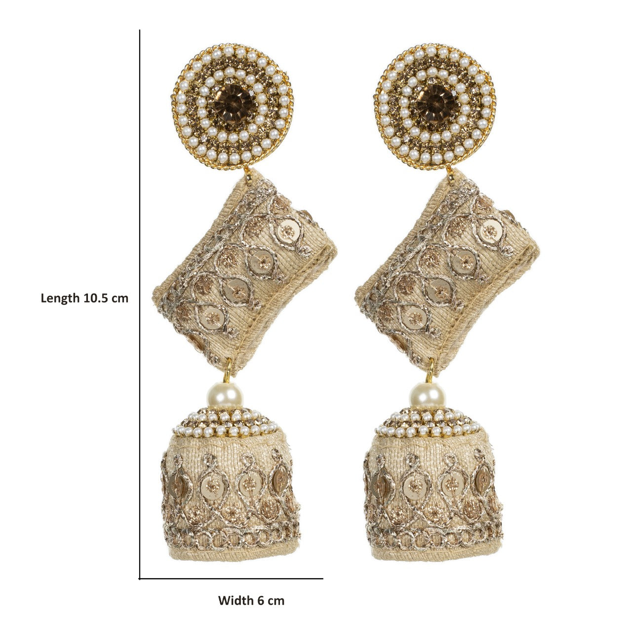 Zainab - Zardosi work Jumkha Earrings