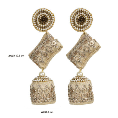 Zainab - Zardosi work Jumkha Earrings