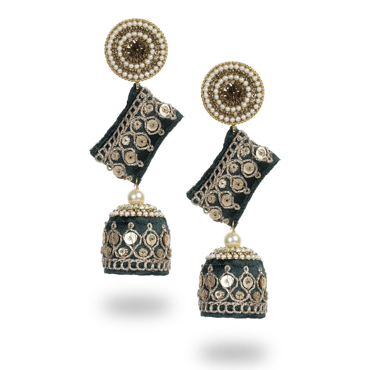 Zainab - Zardosi work Jumkha Earrings