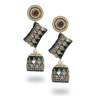Zainab - Zardosi work Jumkha Earrings