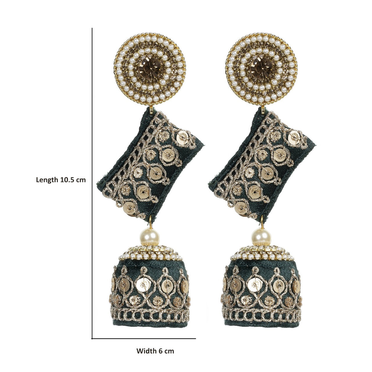 Zainab - Zardosi work Jumkha Earrings