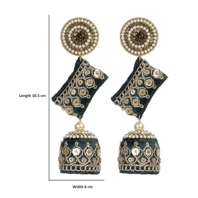 Zainab - Zardosi work Jumkha Earrings