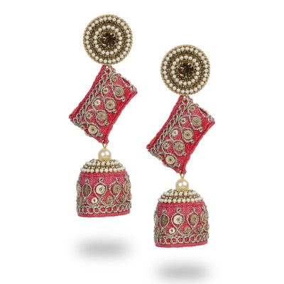 Zainab - Zardosi work Jumkha Earrings