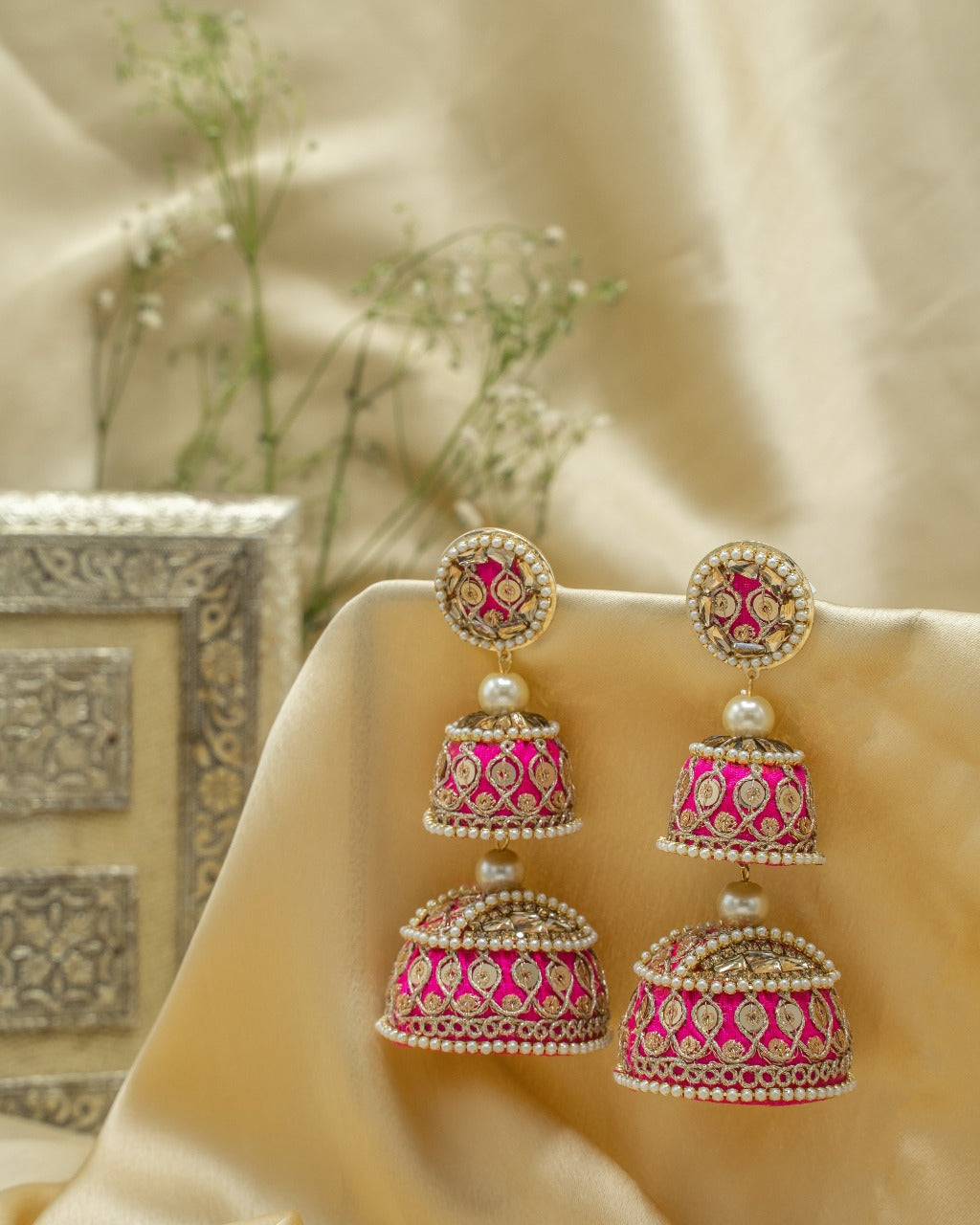 Mehar - Double Jumkha long earrings