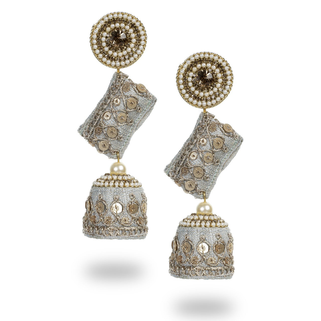 Zainab - Zardosi work Jumkha Earrings