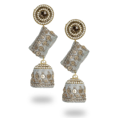 Zainab - Zardosi work Jumkha Earrings